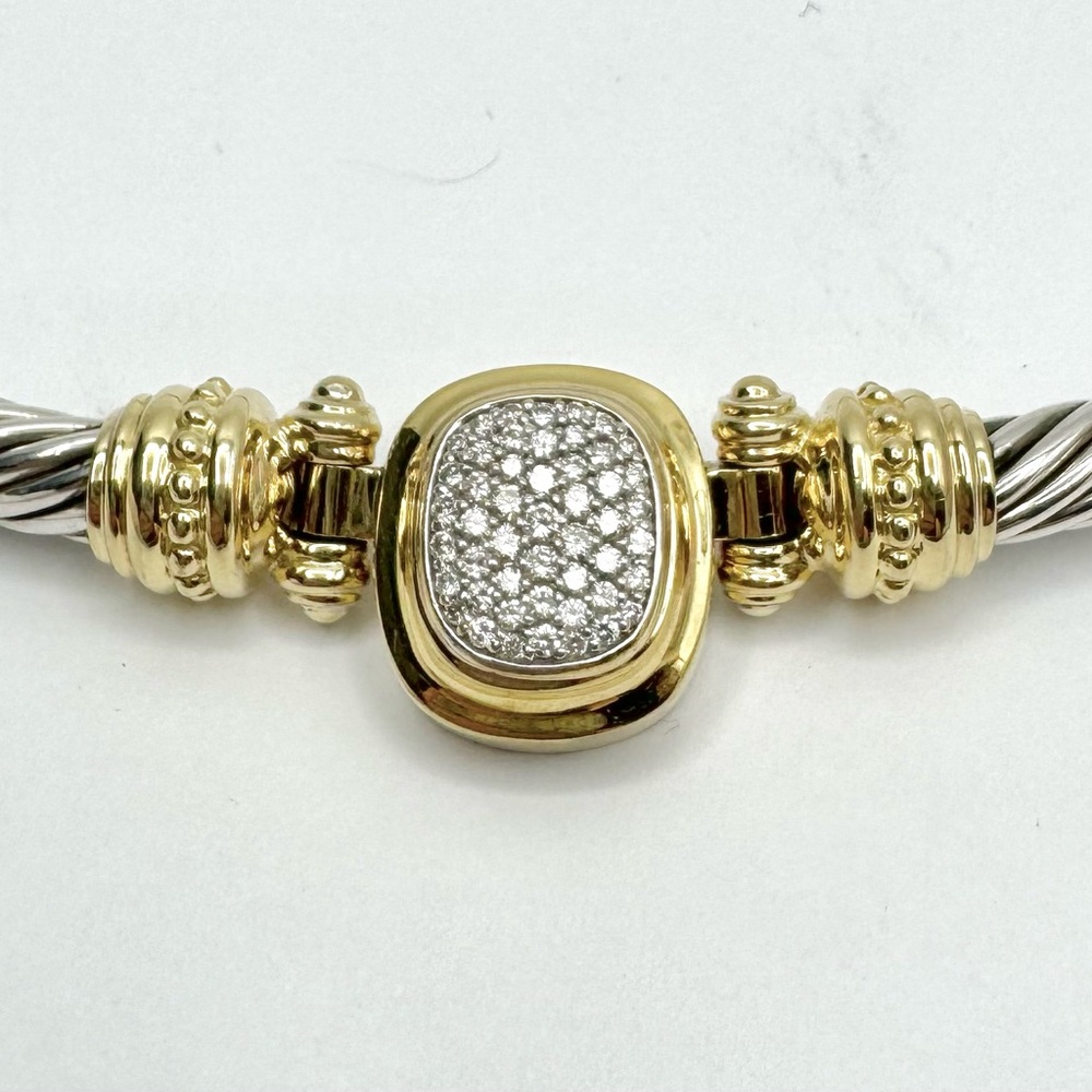 David Yurman Albion Statement Cable Necklace With Diamonds and 18k Gold - Picture 7 of 10